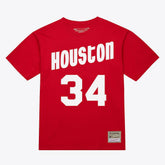 Hakeem Olajuwon Houston Rockets Unisex Hardwood Classics Name & Number T-Shirt sale - Red | Mitchell & Ness on sale