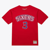 Allen Iverson Philadelphia 76ers Unisex Hardwood Classics Name & Number T-Shirt - Red | Mitchell & Ness sale