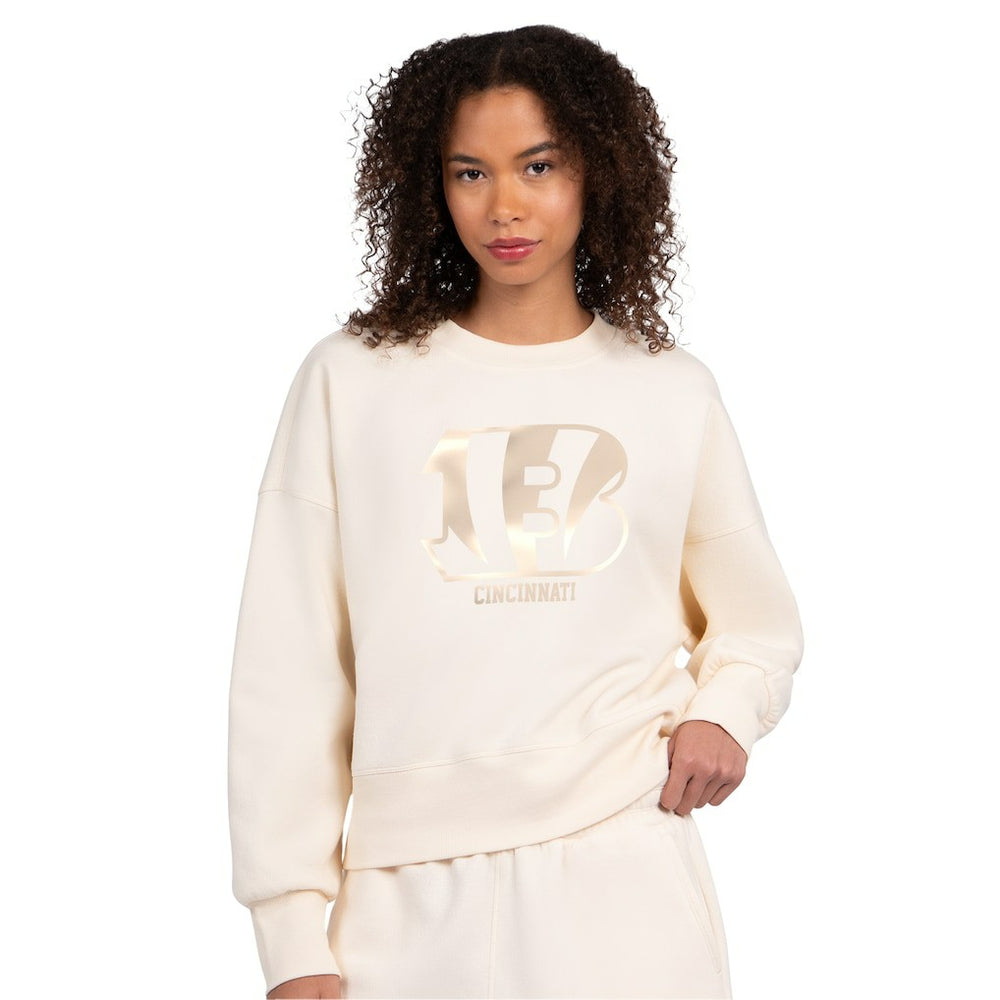 Cincinnati Bengals Starter Women's Travel Pastels Boxy Fleece Sweatshirt - Cream online