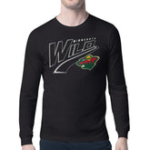 Minnesota Wild Starter Modern Tailsweep Long Sleeve T-Shirt Black