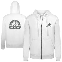 Atlanta Braves Levelwear Podium Chenille Logo Full-Zip Hoodie - White