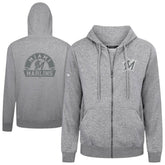 Miami Marlins Levelwear Podium Chenille Logo Full-Zip Hoodie - Heather Gray