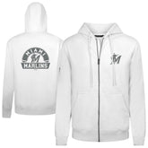 Miami Marlins Levelwear Podium Chenille Logo Full-Zip Hoodie - White