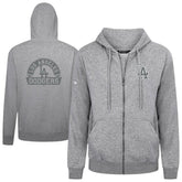 Los Angeles Dodgers Levelwear Podium Chenille Logo Full-Zip Hoodie - Heather Gray