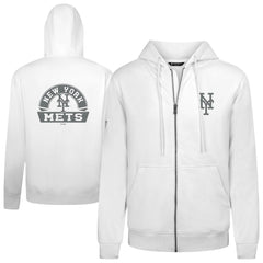 New York Mets Levelwear Podium Banner Arch Full-Zip Hoodie - White