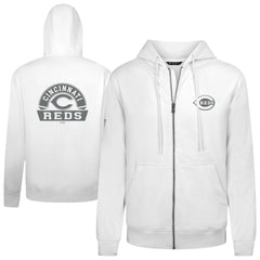 Cincinnati Reds Levelwear Podium Banner Arch Full-Zip Hoodie - White