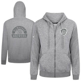 Milwaukee Brewers Levelwear Podium Banner Arch Full-Zip Hoodie - Heather Gray