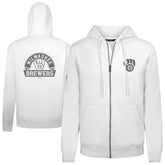 Milwaukee Brewers Levelwear Podium Banner Arch Full-Zip Hoodie - White