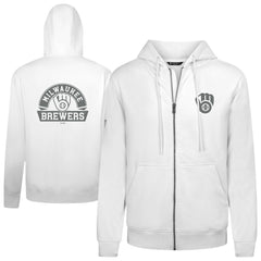 Milwaukee Brewers Levelwear Podium Banner Arch Full-Zip Hoodie - White