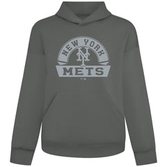 New York Mets Levelwear Luxe Signature Banner Arch Tri-Blend Hoodie - Gray