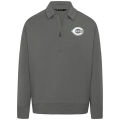 Cincinnati Reds Levelwear Luxe Signature Quarter-Zip Chenille Logo Tri-Blend Sweatshirt - Gray