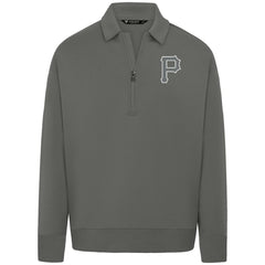 Pittsburgh Pirates Levelwear Luxe Signature Quarter-Zip Chenille Logo Tri-Blend Sweatshirt - Gray