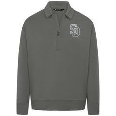 San Diego Padres Levelwear Luxe Signature Quarter-Zip Chenille Logo Tri-Blend Sweatshirt - Gray
