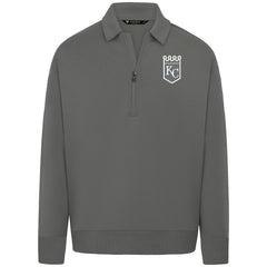 Kansas City Royals Levelwear Luxe Signature Quarter-Zip Chenille Logo Tri-Blend Sweatshirt - Gray