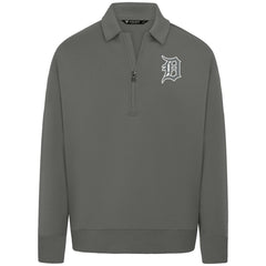 Detroit Tigers Levelwear Luxe Signature Quarter-Zip Chenille Logo Tri-Blend Sweatshirt - Gray
