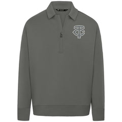 Minnesota Twins Levelwear Luxe Signature Quarter-Zip Chenille Logo Tri-Blend Sweatshirt - Gray