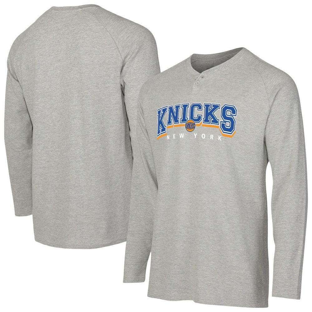 New York Knicks Concepts Sport Hawthorn Thermal Knit Long Sleeve Henley T-Shirt - Gray for sale