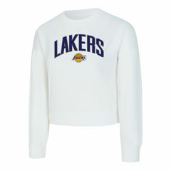 Los Angeles Lakers Concepts Sport Women's Laney Chenille Cropped Long Sleeve T-Shirt - White outlet