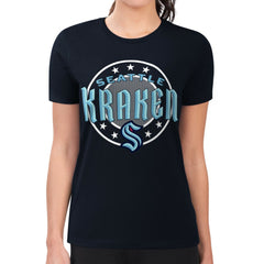 Seattle Kraken G-III 4Her by Carl Banks Women's Super-Slim Lightweight Pinstripe Circle Graphic T-Shirt Navy