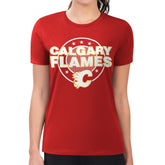 Calgary Flames G-III 4Her by Carl Banks Women's Super-Slim Lightweight Pinstripe Circle Graphic T-Shirt Red