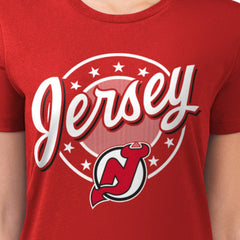 New Jersey Devils G-III 4Her by Carl Banks Women's Super-Slim Lightweight Pinstripe Circle Graphic T-Shirt Red