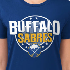 Buffalo Sabres G-III 4Her by Carl Banks Women's Super-Slim Lightweight Pinstripe Circle Graphic T-Shirt Royal