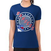 New York Rangers G-III 4Her by Carl Banks Women's Super-Slim Lightweight Pinstripe Circle Graphic T-Shirt Royal