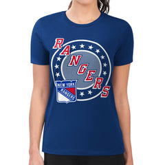 New York Rangers G-III 4Her by Carl Banks Women's Super-Slim Lightweight Pinstripe Circle Graphic T-Shirt Royal