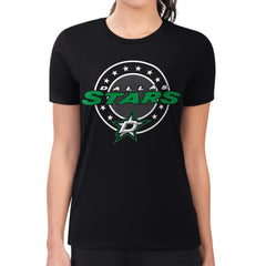 Dallas Stars G-III 4Her by Carl Banks Women's Super-Slim Lightweight Pinstripe Circle Graphic T-Shirt Black