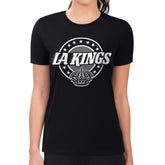 Los Angeles Kings G-III 4Her by Carl Banks Women's Super-Slim Lightweight Pinstripe Circle Graphic T-Shirt Black