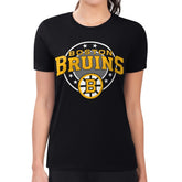 Boston Bruins G-III 4Her by Carl Banks Women's Super-Slim Lightweight Pinstripe Circle Graphic T-Shirt Black
