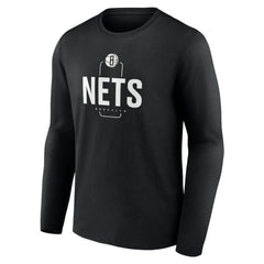 Brooklyn Nets Center Court Name & Number Custom Long Sleeve T-Shirt - Black on sale
