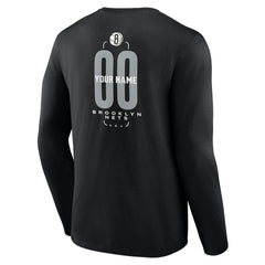 Brooklyn Nets Center Court Name & Number Custom Long Sleeve T-Shirt - Black on sale