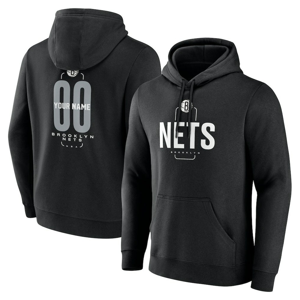 Brooklyn Nets Center Court Name & Number Custom Hoodie - Black on sale