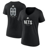 Brooklyn Nets Women's Center Court Name & Number Custom V-Neck T-Shirt - Black shop