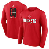 Houston Rockets Center Court Name & Number Custom Long Sleeve T-Shirt - Red outlet