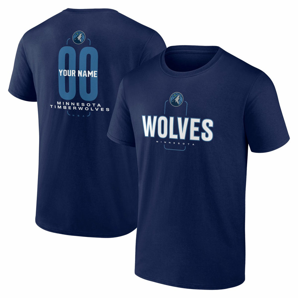 Minnesota Timberwolves Center Court Name & Number Custom T-Shirt - Navy sale