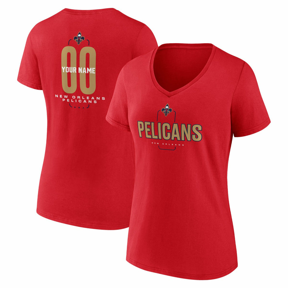 New Orleans Pelicans Women's Center Court Name & Number Custom V-Neck T-Shirt - Red outlet