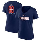 Oklahoma City Thunder Women's Center Court Name & Number Custom V-Neck T-Shirt - Navy shop