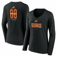Phoenix Suns Women's Center Court Name & Number Custom Long Sleeve V-Neck T-Shirt - Black cheap