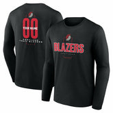 Portland Trail Blazers Center Court Name & Number Custom Long Sleeve T-Shirt - Black shop