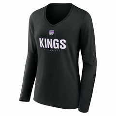 Sacramento Kings Women's Center Court Name & Number Custom Long Sleeve V-Neck T-Shirt - Black online