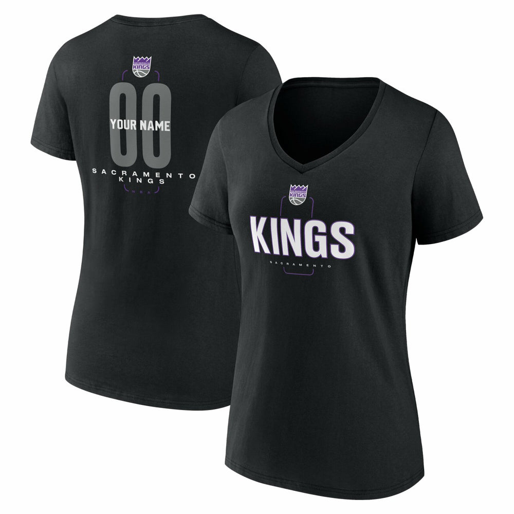 Sacramento Kings Women's Center Court Name & Number Custom V-Neck T-Shirt - Black sale