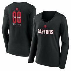 Toronto Raptors Women's Center Court Name & Number Custom Long Sleeve V-Neck T-Shirt - Black online