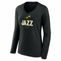 Utah Jazz Women's Center Court Name & Number Custom Long Sleeve V-Neck T-Shirt - Black online