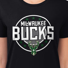 Milwaukee Bucks G-III 4Her by Carl Banks Women's Super-Slim Lightweight Pinstripe Circle Graphic T-Shirt - Black online