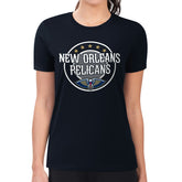 New Orleans Pelicans G-III 4Her by Carl Banks Women's Super-Slim Lightweight Pinstripe Circle Graphic T-Shirt - Navy on sale