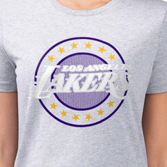 Los Angeles Lakers G-III 4Her by Carl Banks Women's Super-Slim Lightweight Pinstripe Circle Graphic T-Shirt - Gray discount