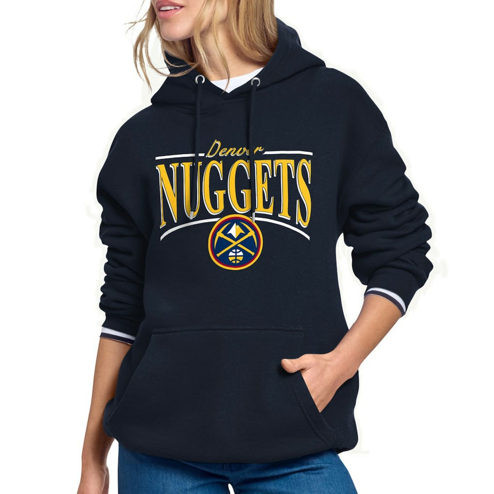 Denver Nuggets Starter Women's Arch Stripe Fleece Hoodie sale - Navy outlet