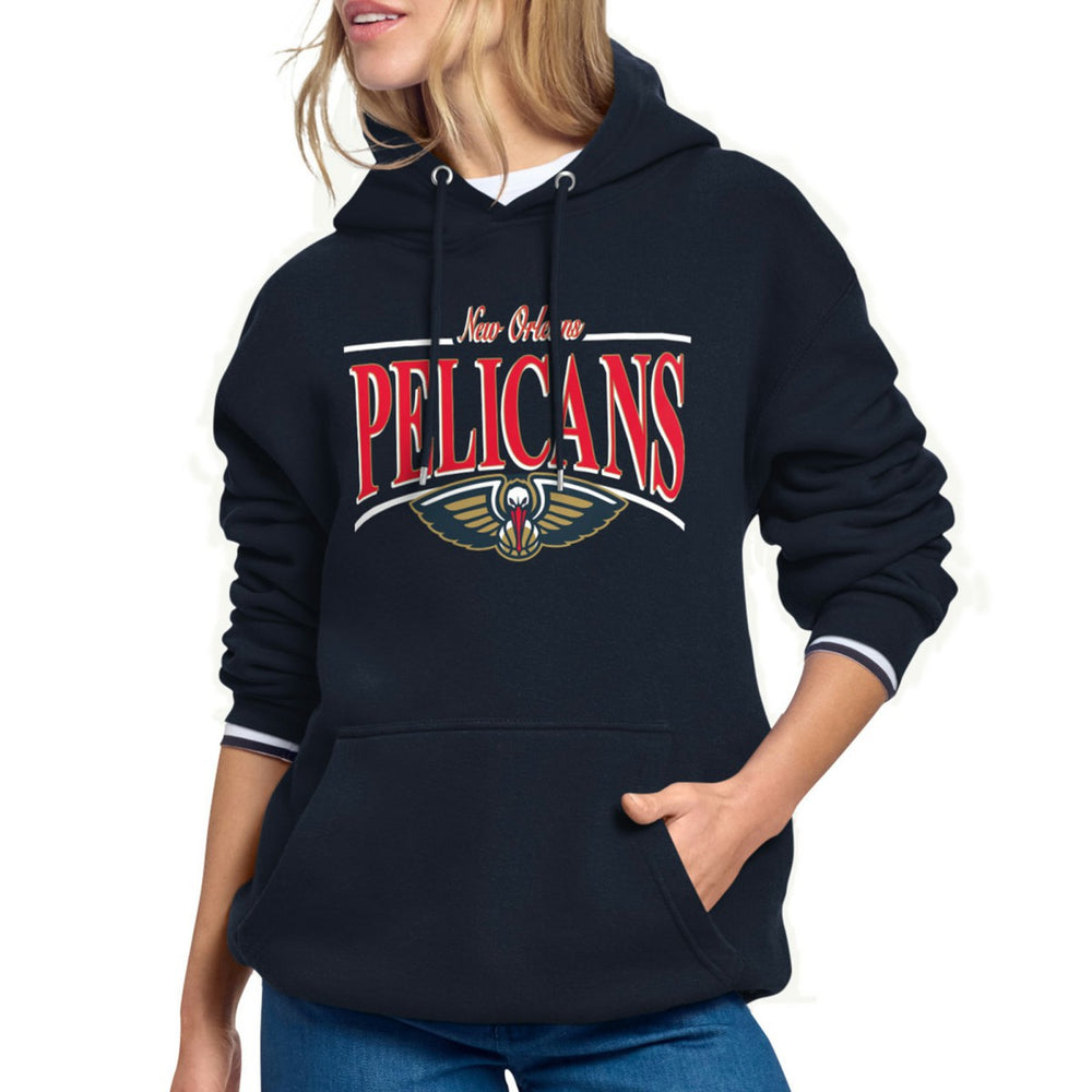 New Orleans Pelicans Starter Women's Arch Stripe Fleece Hoodie - Navy on sale
